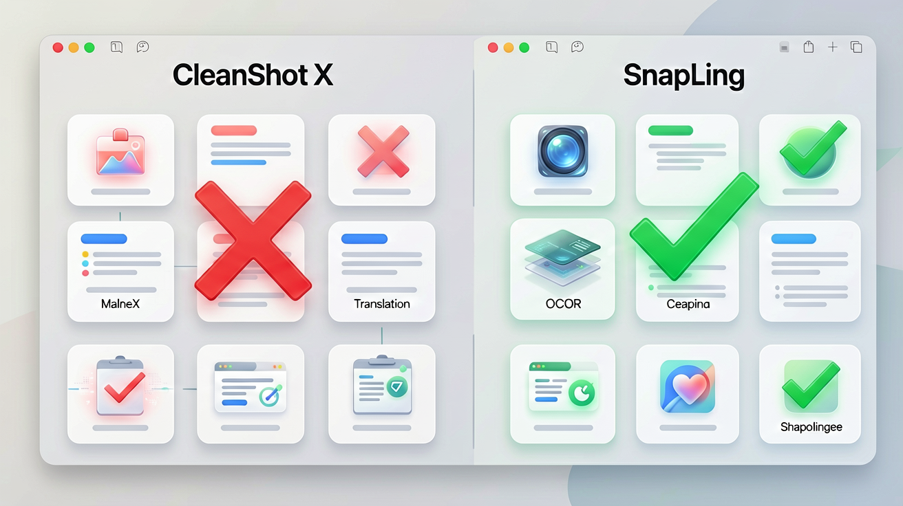 CleanShot X vs Snapling feature comparison table